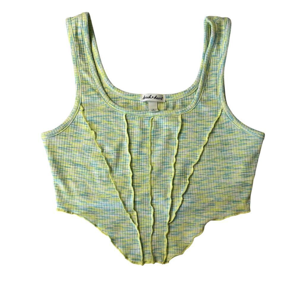 Derek Heart Women's Cropped Green Corset Tank Top Medium